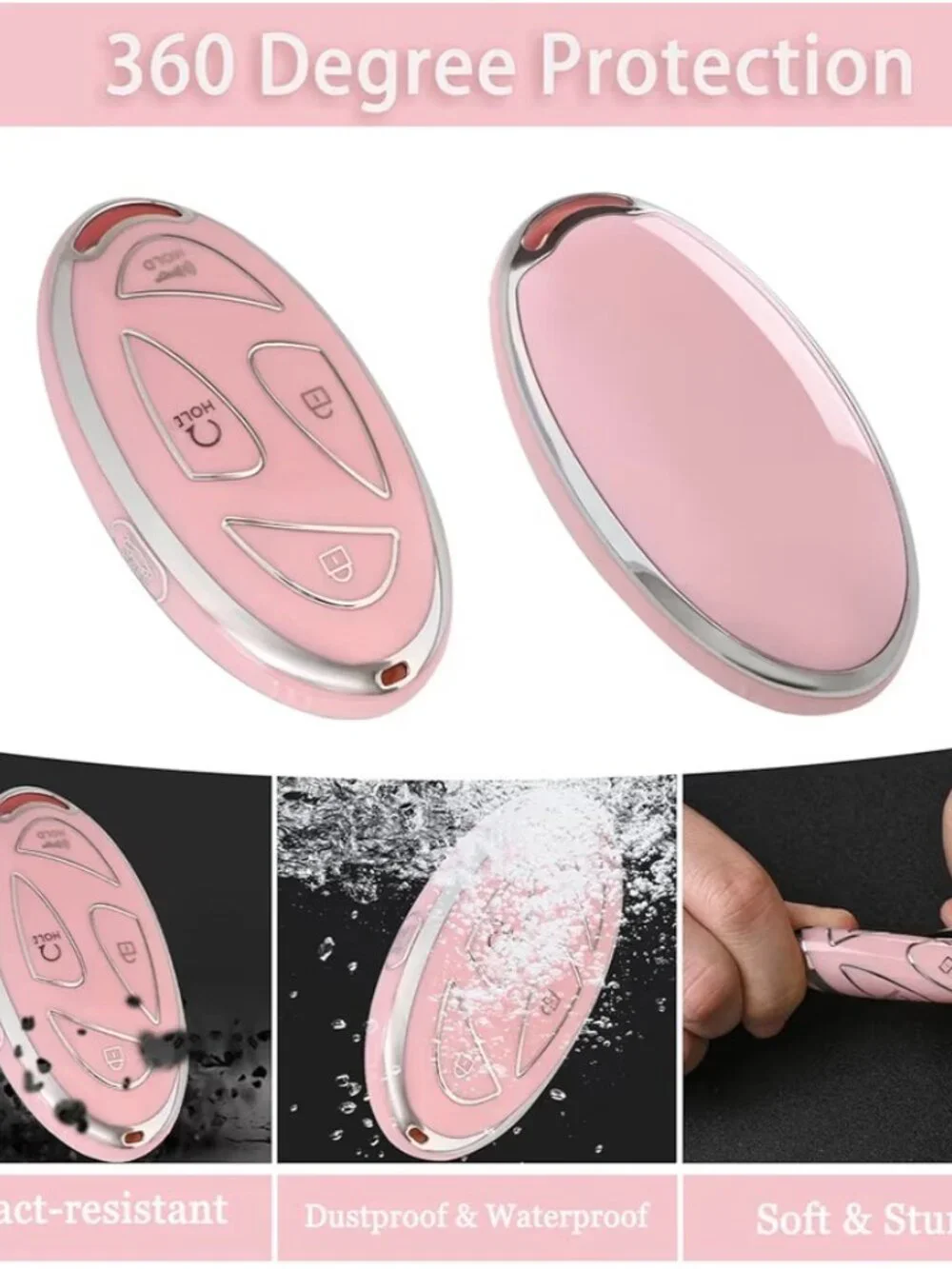 5 Button HYUNDAI KEY FOB COVER Pink/Gold